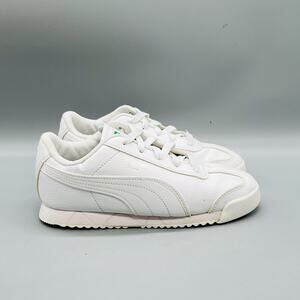 PUMA Shoes Kids Boy 3 White Leather Roma Low Top Classic Sneakers Casual Comfort